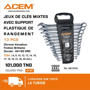 120762 - Jeux de clés mixtes av. rangement plastique 6-24 mm