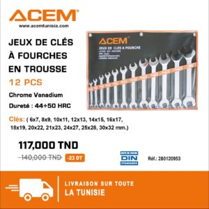 120900 - Jeux de clés à fourches en trousse 6X7--30X32MM