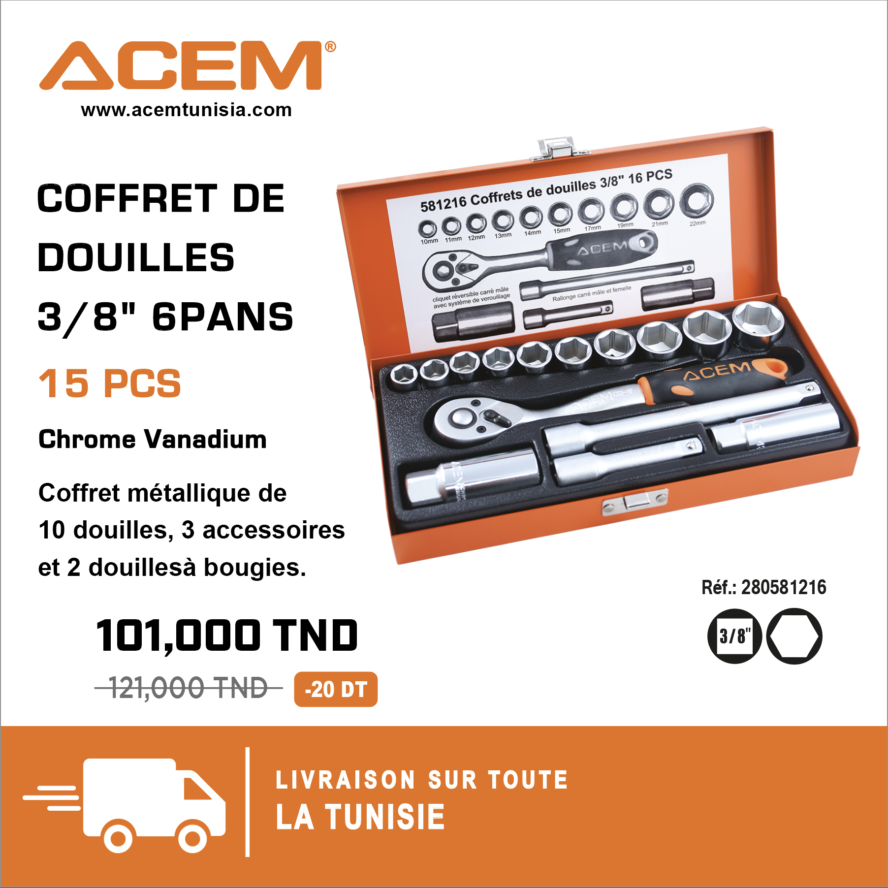 581216 - Coffret de douilles 3/8"