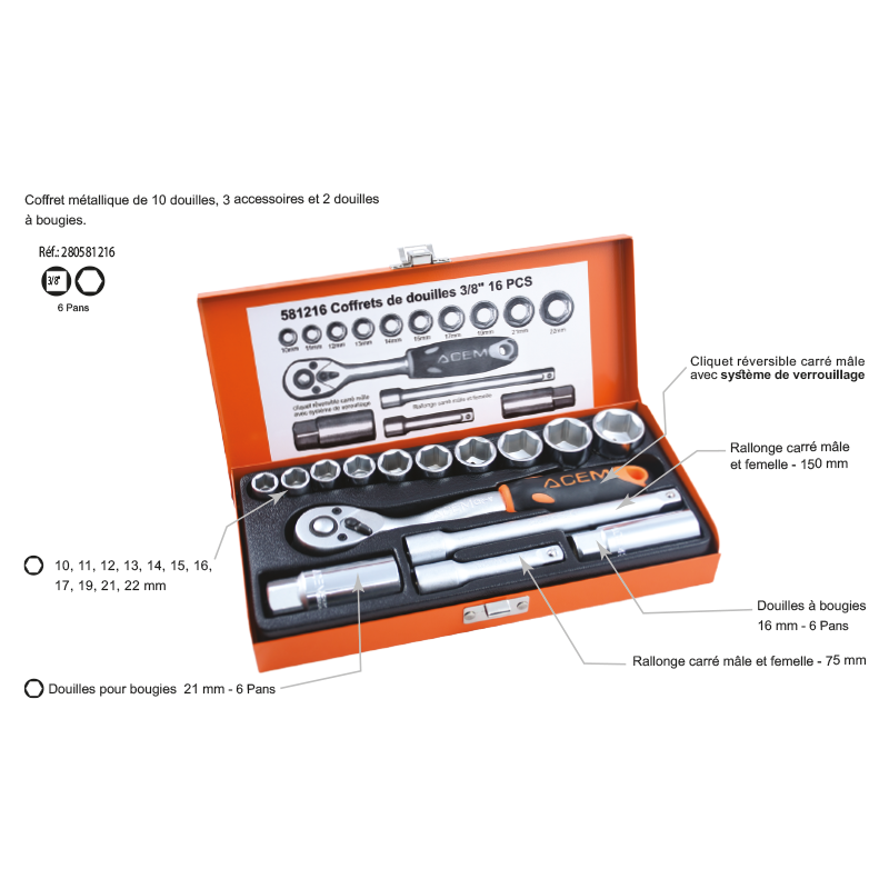 581216 - Coffret de douilles 3/8" – Image 2