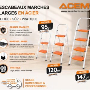 700470 - Escabeau en acier marches larges orangers