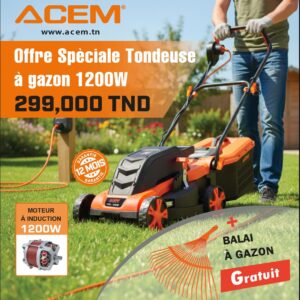 Tondeuse électrique 1200W +Balai à gazon Gratuit