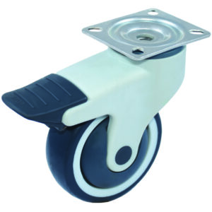 801400 - Roue pivotante médicale en nylon avec plaque & blocage