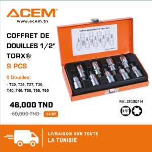 582114 - Coffret des douillees 1/2" Torx 9pcs