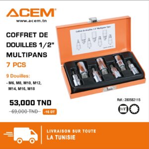582115 - Coffret de 7 douilles 1/2" Multi-pans