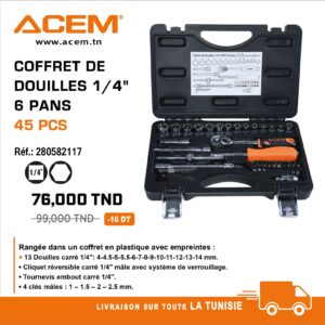 582117 - Coffret de douilles 1/4" 6pans 45pcs