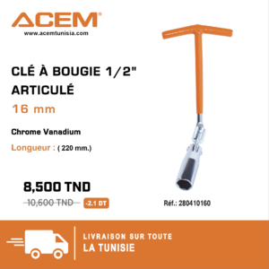 Clé à bougie articulée 16mm