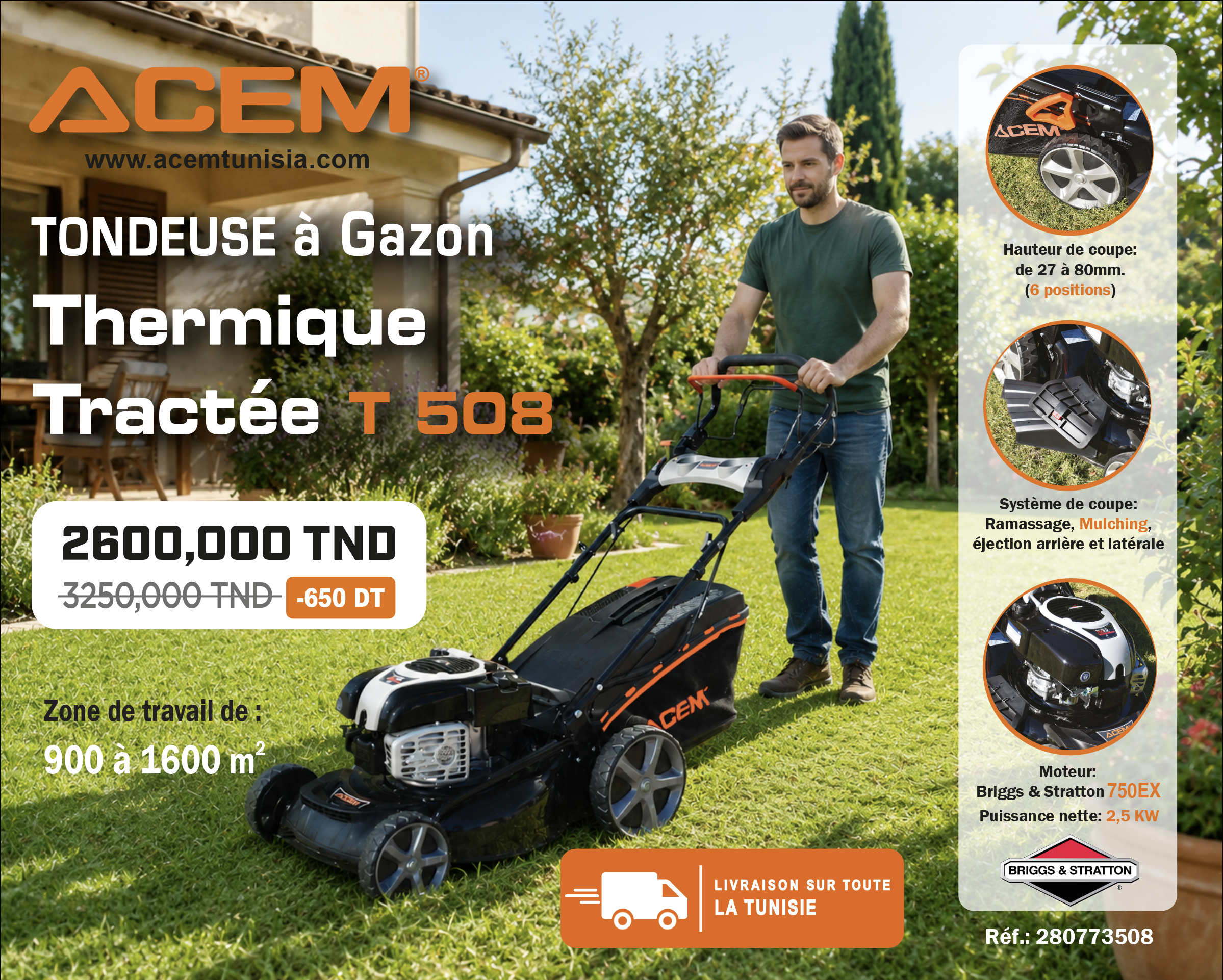 Promo Tondeuse à gazon thermique T 508